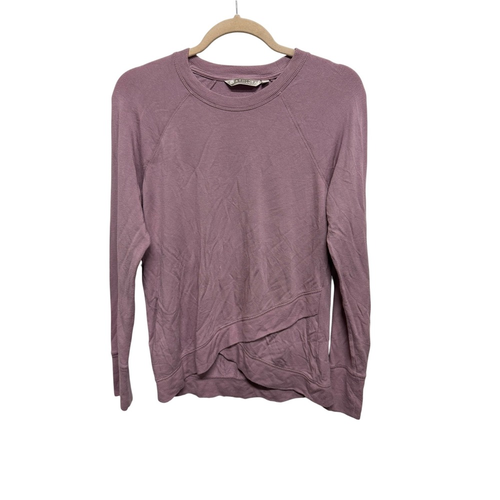 Athleta Wrap Hem Sweatshirt Women's Small Mauve Modal Pullover Athleisure